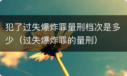 犯了过失爆炸罪量刑档次是多少（过失爆炸罪的量刑）