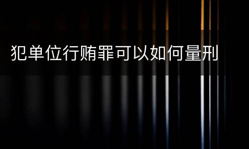 犯单位行贿罪可以如何量刑