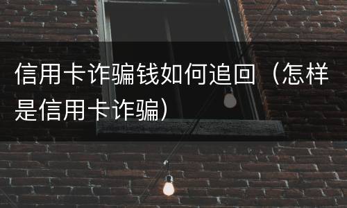 信用卡诈骗钱如何追回（怎样是信用卡诈骗）