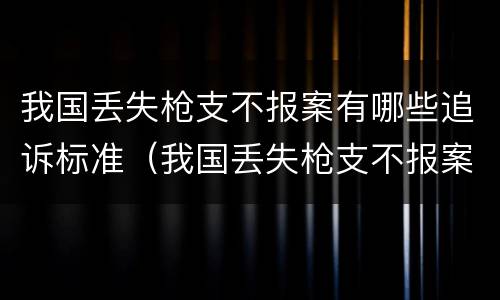 我国丢失枪支不报案有哪些追诉标准（我国丢失枪支不报案有哪些追诉标准呢）
