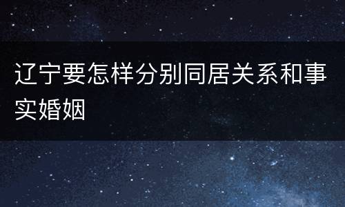 辽宁要怎样分别同居关系和事实婚姻