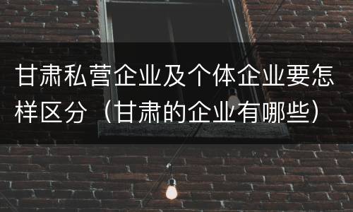 甘肃私营企业及个体企业要怎样区分（甘肃的企业有哪些）