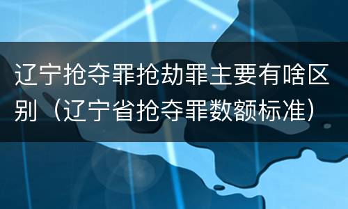 辽宁抢夺罪抢劫罪主要有啥区别（辽宁省抢夺罪数额标准）