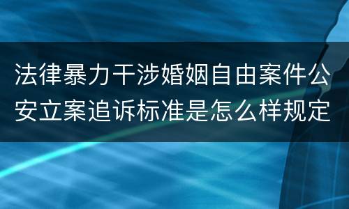 法律暴力干涉婚姻自由案件公安立案追诉标准是怎么样规定