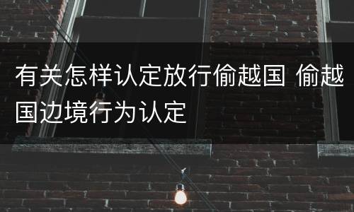 有关怎样认定放行偷越国 偷越国边境行为认定