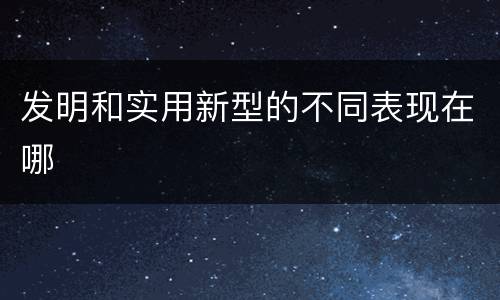 发明和实用新型的不同表现在哪