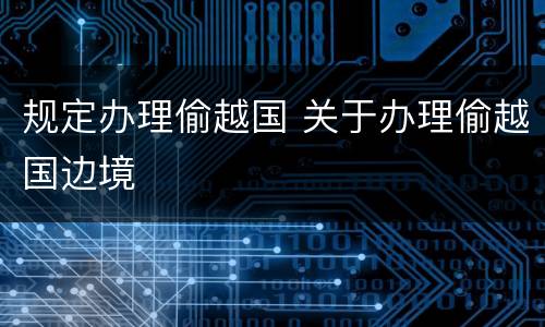 规定办理偷越国 关于办理偷越国边境
