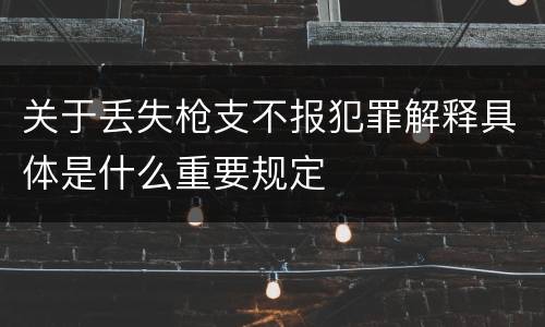 关于丢失枪支不报犯罪解释具体是什么重要规定