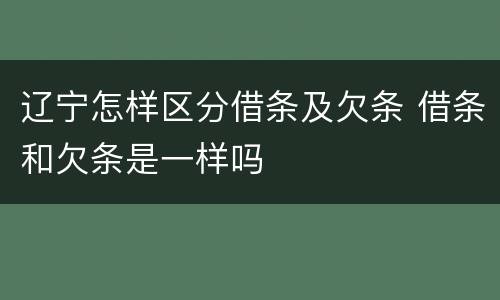 辽宁怎样区分借条及欠条 借条和欠条是一样吗