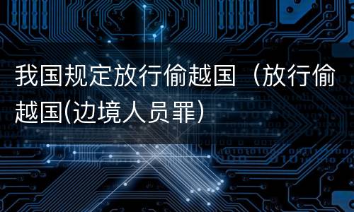 我国规定放行偷越国（放行偷越国(边境人员罪）