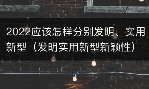 2022应该怎样分别发明、实用新型（发明实用新型新颖性）