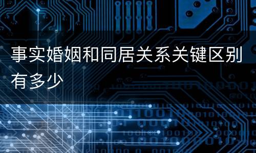 事实婚姻和同居关系关键区别有多少
