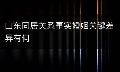 山东同居关系事实婚姻关键差异有何