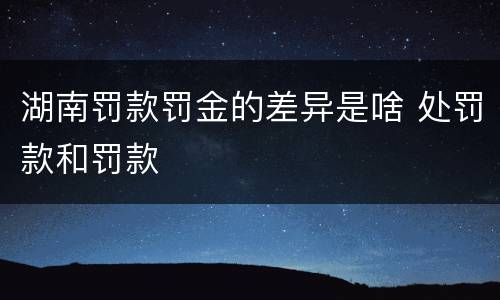 湖南罚款罚金的差异是啥 处罚款和罚款