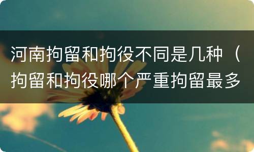 河南拘留和拘役不同是几种（拘留和拘役哪个严重拘留最多多少天）