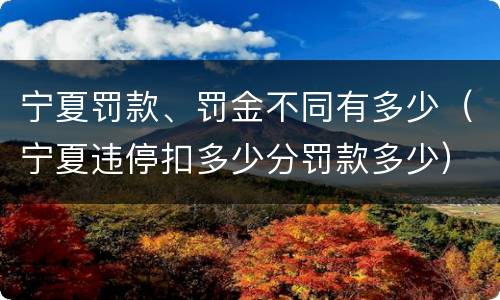 宁夏罚款、罚金不同有多少（宁夏违停扣多少分罚款多少）
