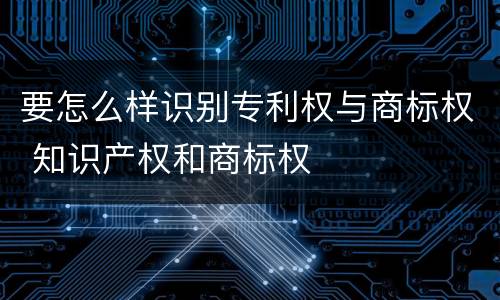 要怎么样识别专利权与商标权 知识产权和商标权