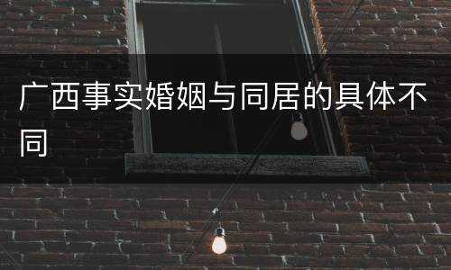 广西事实婚姻与同居的具体不同
