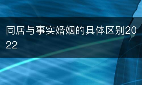 同居与事实婚姻的具体区别2022