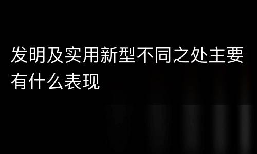 发明及实用新型不同之处主要有什么表现