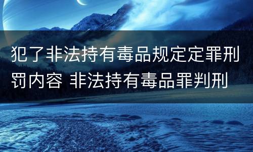 犯了非法持有毒品规定定罪刑罚内容 非法持有毒品罪判刑
