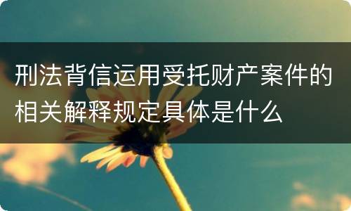 刑法背信运用受托财产案件的相关解释规定具体是什么