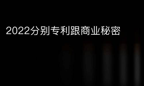 2022分别专利跟商业秘密