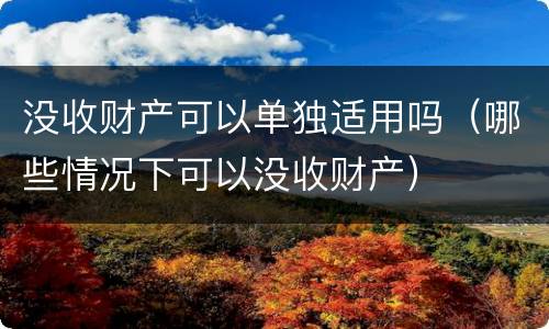 没收财产可以单独适用吗（哪些情况下可以没收财产）