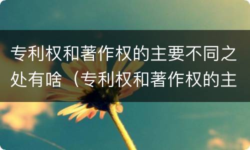 专利权和著作权的主要不同之处有啥（专利权和著作权的主要不同之处有啥特点）