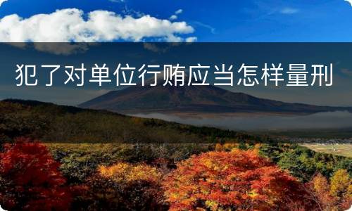 犯了对单位行贿应当怎样量刑