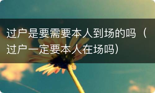 过户是要需要本人到场的吗（过户一定要本人在场吗）