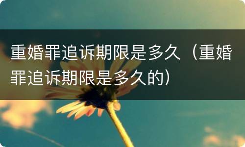 重婚罪追诉期限是多久（重婚罪追诉期限是多久的）