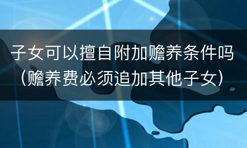 子女可以擅自附加赡养条件吗（赡养费必须追加其他子女）
