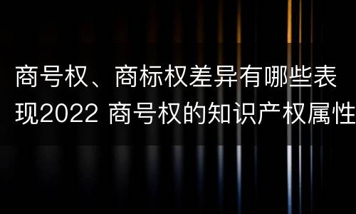 商号权、商标权差异有哪些表现2022 商号权的知识产权属性