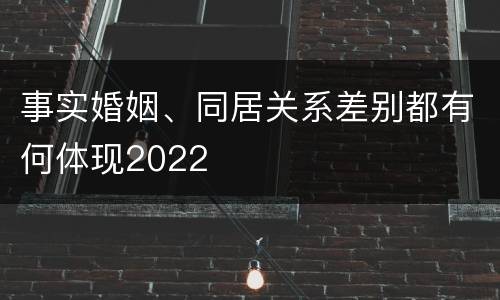 事实婚姻、同居关系差别都有何体现2022