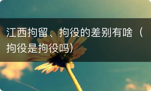 江西拘留、拘役的差别有啥（拘役是拘役吗）
