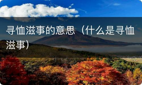 寻恤滋事的意思（什么是寻恤滋事）