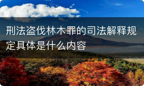 刑法盗伐林木罪的司法解释规定具体是什么内容