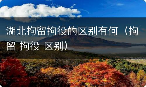 湖北拘留拘役的区别有何（拘留 拘役 区别）