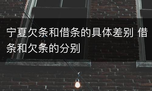 宁夏欠条和借条的具体差别 借条和欠条的分别