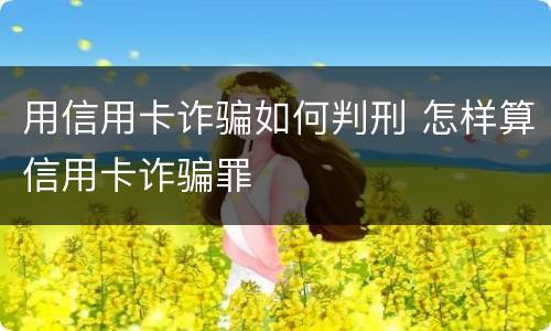 用信用卡诈骗如何判刑 怎样算信用卡诈骗罪