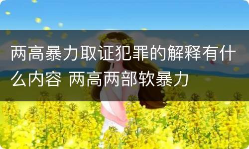 两高暴力取证犯罪的解释有什么内容 两高两部软暴力