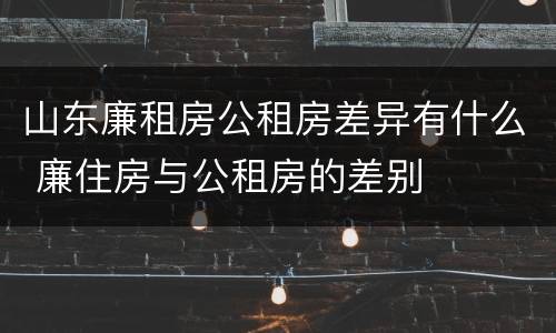 山东廉租房公租房差异有什么 廉住房与公租房的差别