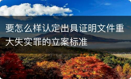 要怎么样认定出具证明文件重大失实罪的立案标准