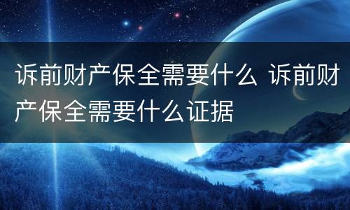 诉前财产保全需要什么 诉前财产保全需要什么证据