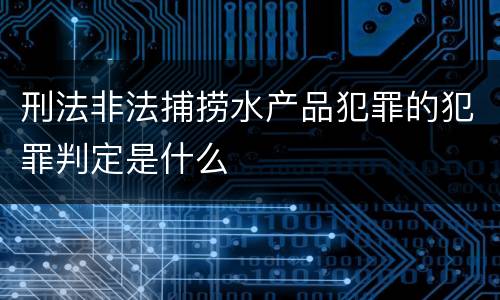 刑法非法捕捞水产品犯罪的犯罪判定是什么
