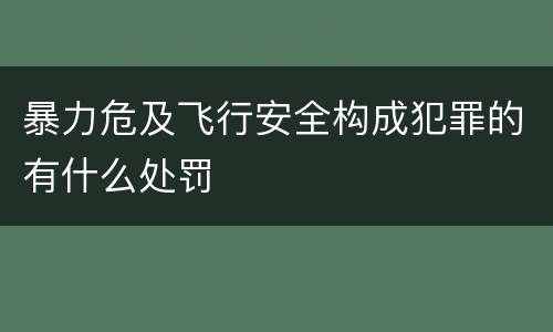 暴力危及飞行安全构成犯罪的有什么处罚
