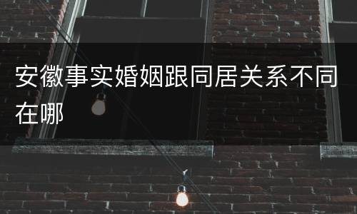 安徽事实婚姻跟同居关系不同在哪