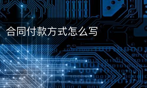 合同付款方式怎么写