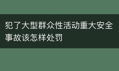 犯了大型群众性活动重大安全事故该怎样处罚